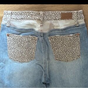 Judy Blue Size 1 jeans with leopard/camouflage print detailing, slim fit